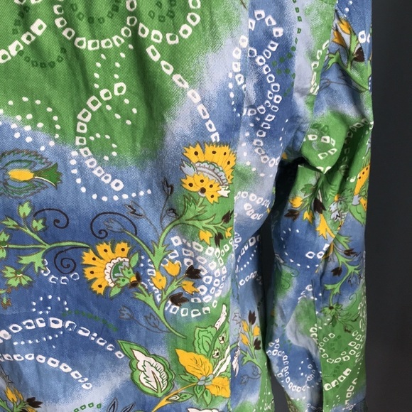 Y2K Keren Hart blue green yellow button down lightweight jean jacket size M - Picture 7 of 13